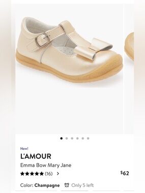 L'Amour Emma Bow Mary Jane - Champagne Gold